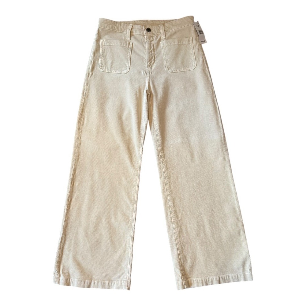 AG Adriano Goldschmied Wide Leg Corduroy Pants Cream Size 4 (26) High Rise NWT